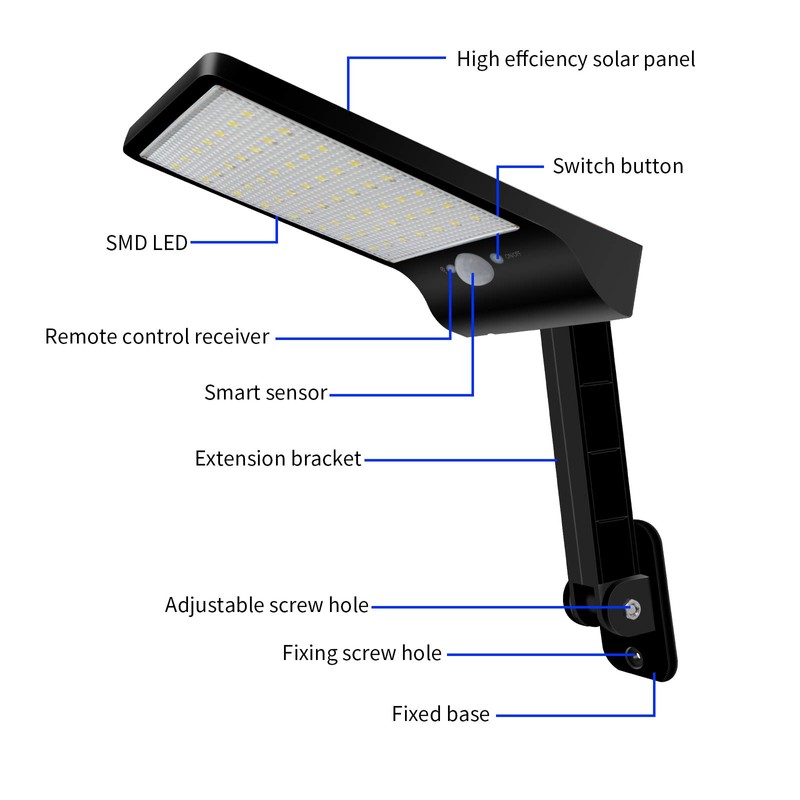 Aqonsie Solar Lights Outdoor with Remote, 56LED 180° Adjustable Angle