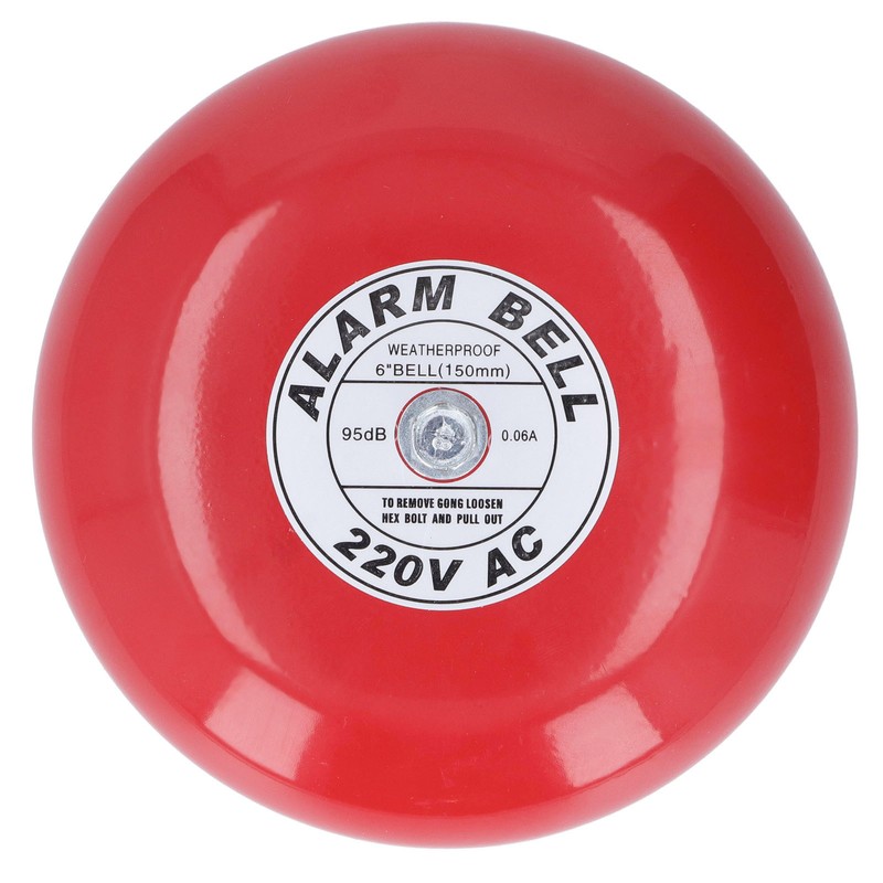 Fire Alarm Bell Electric Metal Round 6in 95db 220V Accessory