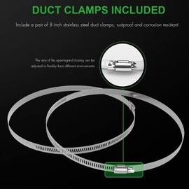 iPower 8 Inch 8 Feet Aluminum Ducting 4 Layer Protection Dryer Vent Hose, for HVAC Ventilation and Exhaust with 2 Clamps, Black