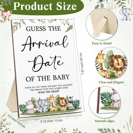 Sintuff Guess Baby Due Date Calendar Include 1 Pcs Guess The Arrival Date of The Baby Wooden Sign 1 Pcs Baby Prediction Calendar 12 Pcs Fineliner Colored Pens Baby Shower Game Party Favor (Woodland)