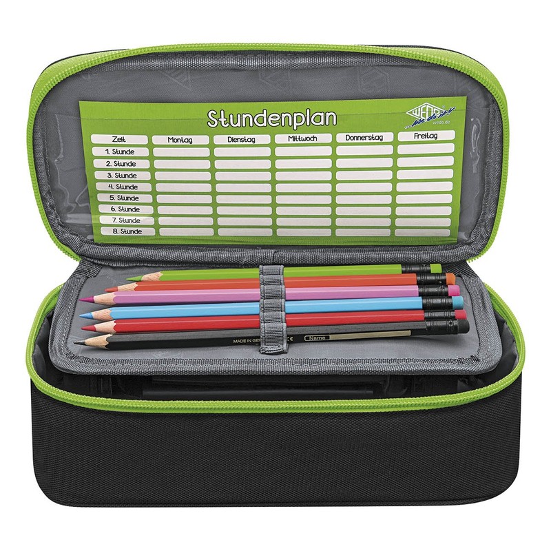 Wedo 24243011 Pencil Case with Inner Flap - Black/Green
