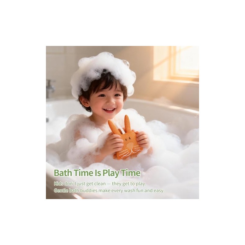 Esponja Baño Infantil Ducha Malla Suave Niños Diseño Tortuga Conejo