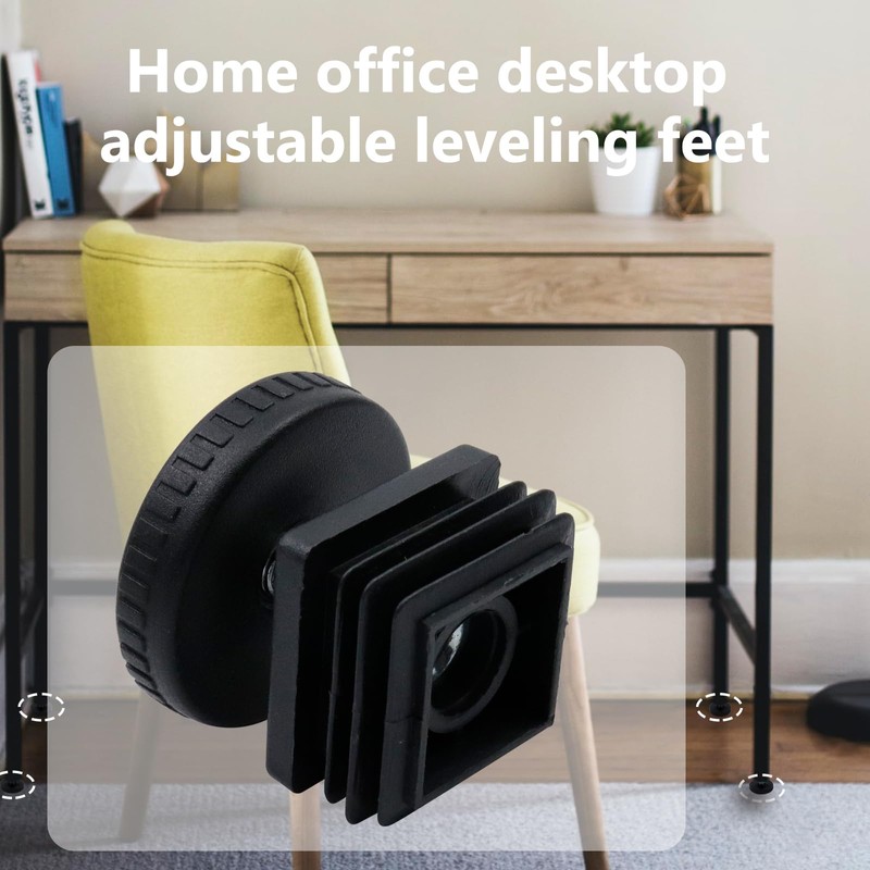 Antrader Home Office Table Desk Adjustable Leveling Foot,Plastic Metal Square
