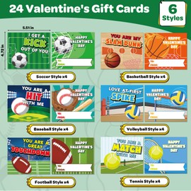 Letapapa Valentines Day Gifts for Kids, 24 Pack Kids Valentines Day Cards with Sports Stress Balls, Squeeze Foam Balls, Valentines Classroom Favors, Valentines Day Cards for Kids School