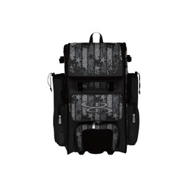Boombah Rolling Superpack 2.0 Baseball/Softball Gear Bag - 23-1/2" x 13-1/2" x 9-1/2" - USA Freedom Black Ops Black/Charcoal - Telescopic Handle - Holds 4 Bats - Wheeled Version