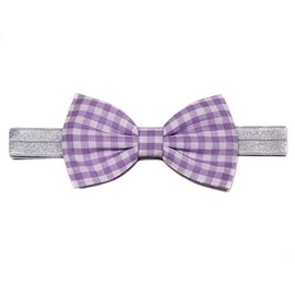 EmilyRose Couture Gingham Hair Bows (Large Headband, Purple)