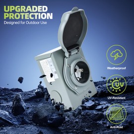 MaxWorks 50 Amp Generator Power Inlet Box NEMA SS2-50P 125/250V 12500W Weatherproof Outdoor Generator Transfer Switch Inlet for Backup Power 51071