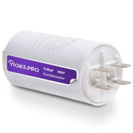 Vioks.pro CBB60 Capacitor 9µF 450 V Motor Start Capacitor Universal LED Suppression Capacitor Starting Capacitor with 6.3 mm AMP Plugs and Mounting Screw M8 for Electric Home Appliances