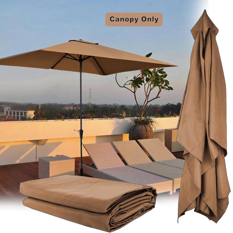 GLDDFDG Outdoor Patio Umbrella Replacement Canopy 6 Ribs, 6.5X10 Ft