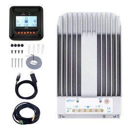 EPEVER MPPT Solar Charge Controller 30A 12V/24V Auto Solar Panel Charge Controller Max.PV 150V Solar Charge Regulator with MT50 Remote Meter + Temperature Sensor RST + PC Monitoring Cable RS485