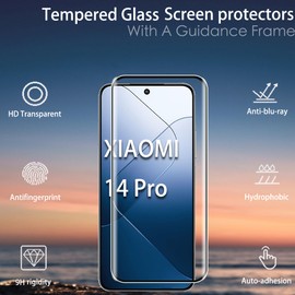Suttkue for Xiaomi 14 Pro 5G Screen Protector with Camera Lens Protector, 9H Hardness Anti-Scratch Tempered Glass flim, Case Friendly, Anti-Fingerprint,Anti-Scratch (2+2 PACK)