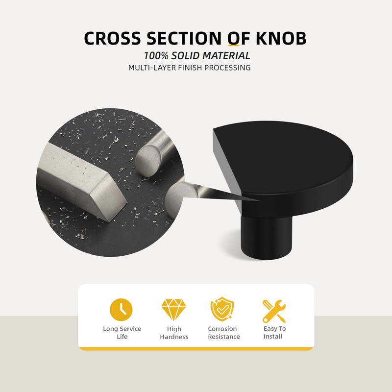 goldenwarm 5Pack Black Knobs Black Cupboard Knobs Round Single Hole