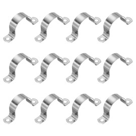 PATIKIL 45mm Rigid Pipe Strap, 12 Pcs 304 Stainless Steel Conduit Clamp 2 Hole Thicken U Bracket Pipe Clamp Tube Strap for Pipe Cable Wire Fixing, (1-7/9")