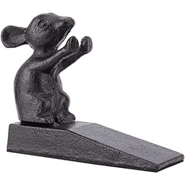 Earl Diamond Topes de Puerta de Hierro Fundido Resistente | Cuña Decorativa de Puerta de Ratón Lindo de Animal, Estatua de Metal con Alfombrilla Antideslizante para Hogar, Oficina, Comercial