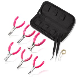 LEONTOOL Mini Accessory Pliers 6-Piece Set 3 Inches Mini Pliers Set Nipper Curved Radio Pliers Round Nipper Radio Pliers Cutting Flat Pliers