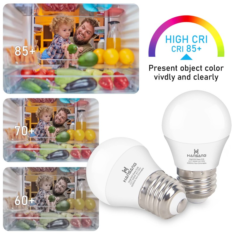 hansang Refrigerator Light Bulb E26 Base, 60Watt Equivalent, 5000K Daylight,