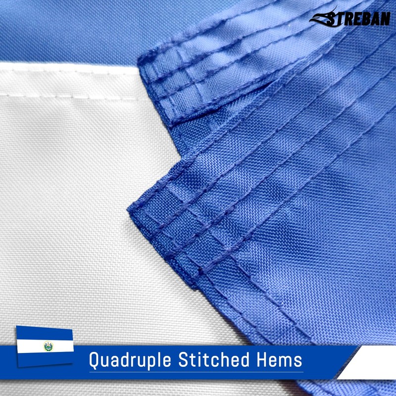 STREBAN El Salvador Flag 12x18 Inch - Embroidered Design Heavy