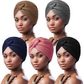 DRESHOW Women Turban Knit Beanie Hats Cross Twist Wool Hat Cap Warm Chunky Winter Hats