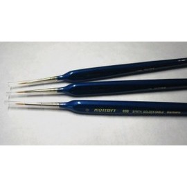 Set of 3 Synthetic red Sable Brushes for Details Size 5/0