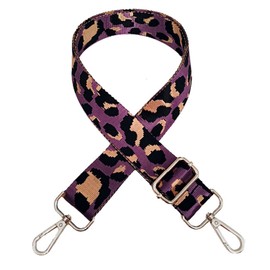 Bag Straps for Changing, Bag Strap Purple Leopard, Adjustable Shoulder Strap for Bag with Carabiner Silver, Shoulder Strap 3.8 cm Shoulder Strap for Bags for Women DIY Bags, #8