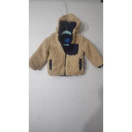 Perry Ellis New! Boy Perry Ellis Supersoft & Comfy Winter Sherpa Full Zip Tan And Blue 3T