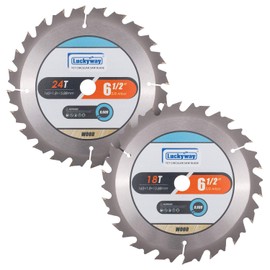 Luckyway 6-1/2 Inch Circular Saw Blade 18T&24T Framing with 5/8 Inch Arbor TCT (Tungsten Carbide Tipped) Saw Blade for Cutting Wood 2-Pack