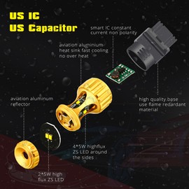 Alla Lighting 4257 4257NA LED Bulbs, Amber Yellow Turn Signal Lights Replacement Bulbs Super Bright 12V Blinker Lamps Upgrade