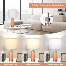 Ceramic Table Lamp Set of 2 for Living Room& Bedroom,Farmhouse Bedside Lamps with USB A+C Ports,End Table Lamp Farmhouse Bedside Nightstand Side Table Lamp,LED Bulb Included,Green