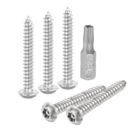 QUARKZMAN M5 x 40 mm Rounded Head Torx Security Sheet Screws Pack of 10 304 Stainless Steel Anti-Theft Self-Drilling Screws Anti-Theft Wood Screws with T25 Bit (Silver)