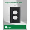6-Pack Duplex Outlet Cover Plate, Decorative Matte Black Switch Plates