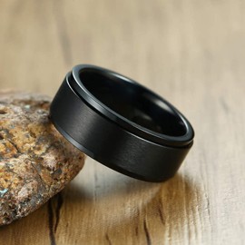 ZENSE - Rotating ring for men in matt black color ZR0157