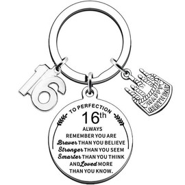 AIQIUQIU 16th Birthday Keychain, Funny Ideas Birthday Inspirational Gifts for Family, Friends, Coworkers, Unisex Birthday Gifts