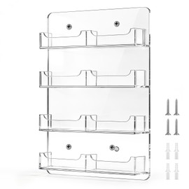 VELATYVIO Acrylic business card holder Wall mounted business card holder Clear sticker display rack Multiple card organizer with screws and pre drilled holes for Cards display,8 Pockets