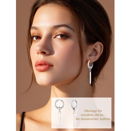 FindChic Stainless Steel Earrings Women's Minimalist Hoop Earrings Unisex Pendant Earrings Punk Stainless Steel Bar Earrings Men's Long Bar Earrings Statement Hoop Earrings Silver Earrings for Couples Women Boys