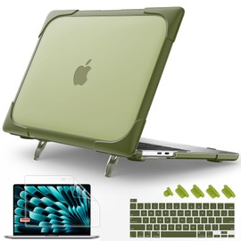 May Chen for MacBook Pro 16 inch Case 2019 Release A2141, Strong Case [Heavy Duty][Dual Layer] Hard Case Cover with Rubberized TPU Bumper for MacBook Pro 16" with Touch Bar and Touch ID, Olive