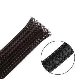 25ft - 1/8 inch PET Expandable Braided Sleeving – Black – Alex Tech braided cable sleeve