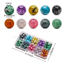 VIVIIHOO Gemstone Beads 8 mm - Pack of 200 Natural Stone Beads for Threading for Jewellery Making, 10 Assorted Gemstones with Hole - Jewellery Beads for Bracelets and Necklaces