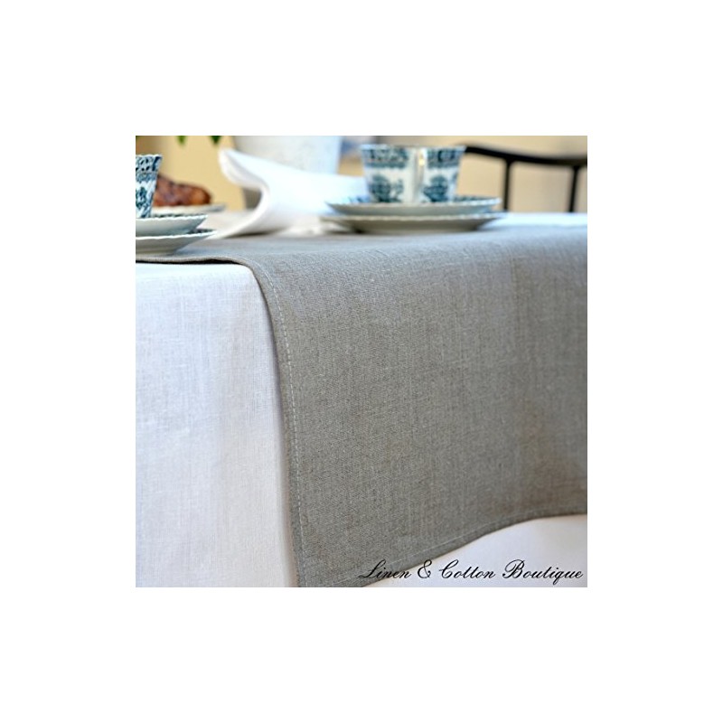 Linen & Cotton Luxury Natural Table Runner ANABELLA, 100% Linen