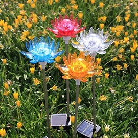 Solar Rotating Flower Light, Garden Stake Outdoor Yard Decor Landscape LED Light Lamp, Color Pick by Random