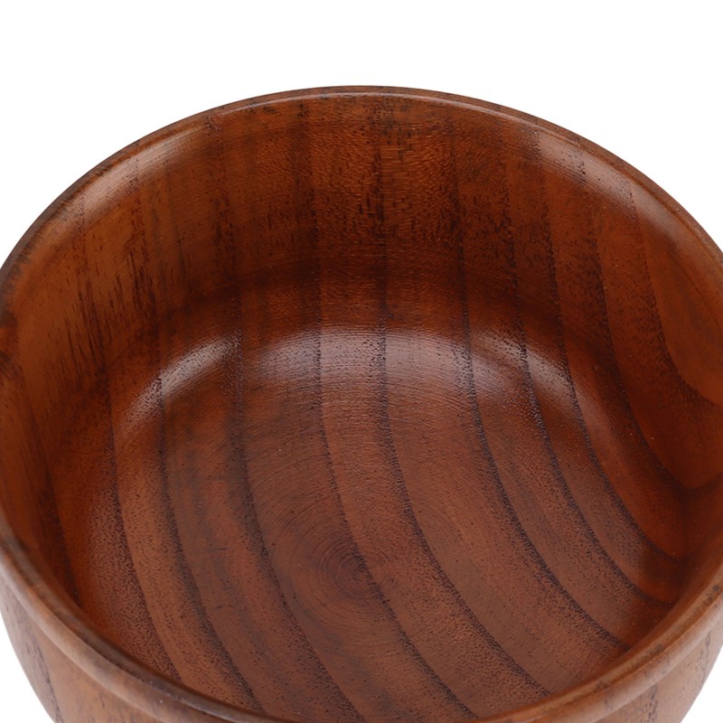 Wooden Rice Bowl Jujube Wood Anti Scald Exquisite Elegant Round