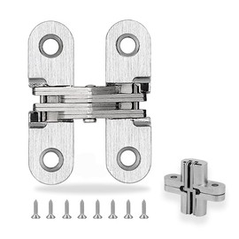 RICHSUM 2-Pcs Cross Hinge，Invisible Hinges，180 Degrees Invisible Folding Door Hinges,Concealed Hinges for Cabinet, Cupboard, Wooden Box (45mm)