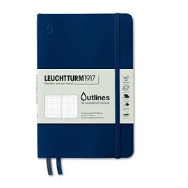 LEUCHTTURM1917 - Outlines Weatherproof Edition Paperback (B6+) Notebook - 89 Pages (Navy Blue, Dotted)