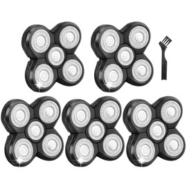 5 Pack Replacement Blades for Freebird Head Shaver | 5-Blade Electric Razor Refills for Bald Men Freedom Grooming + 1 Cleaning Brush