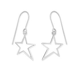 Boma Jewelry Sterling Silver Asymetric Open Star Dangle Earrings