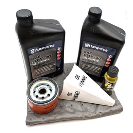 Husqvarna Oil Change Kit w/Oil pad and 10W-30 Full Synthetic Oil for Briggs Engine
