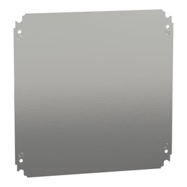 Square D by Schneider Electric NSYMM44 Multipurpose Plain Mounting Plate for Electrical Boxes, Compatible with Spacial CRN, S3D, S3X, and PLM Enclosures, Galvanized Steel, 400mm H x 400mm W