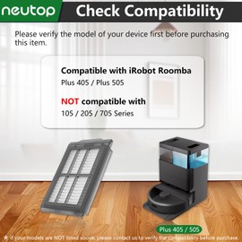 Neutop Replacement Filters Compatible with iRobot Roomba Plus 405/505 Combo Robot Vacuum Cleaner Replacement Spare Parts Accessories, 9-pack.