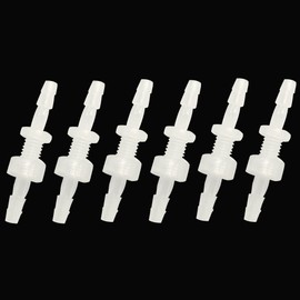Quickun 5/16" Hose Barb Thru-Bulk Bulkhead Fitting Plastic Hex Straight Union Adapter Fitting for Water/Fuel/Air (Pack of 6)