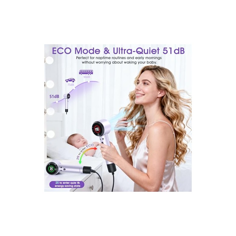 Ionic Hair Dryer with Auto-Adjusting Sensor,AI Hair Dryer with Magnetic