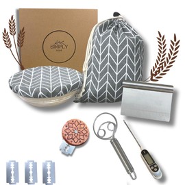 Simply H&K - All-in-One Sourdough Bread Kit with Thermometer & Bread Bag - Sour Dough Kit - Sourdough Bread Proofing Basket - Sourdough Bread Making Kit - Sourdough Bread Baking Supplies - Gift Giving